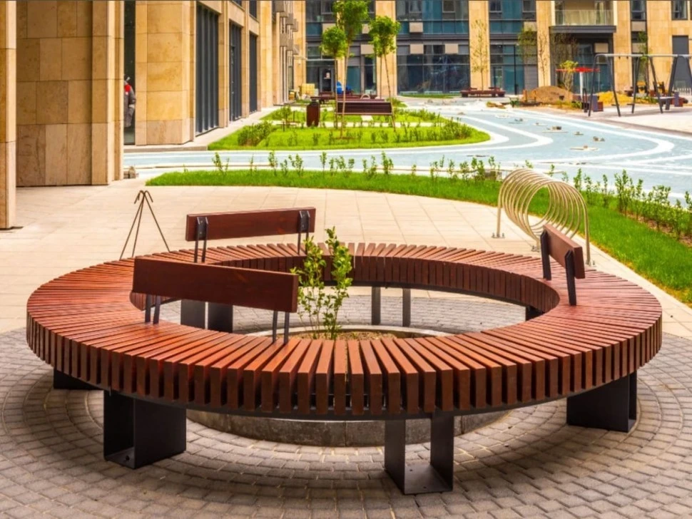 Скамья "Дуга радиусная" со спинкой